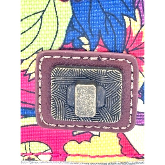 Sakroots Crossbody Saddle Bag Purse Red Multi Color Floral Magnetic Clasp Fold - Picture 8 of 16